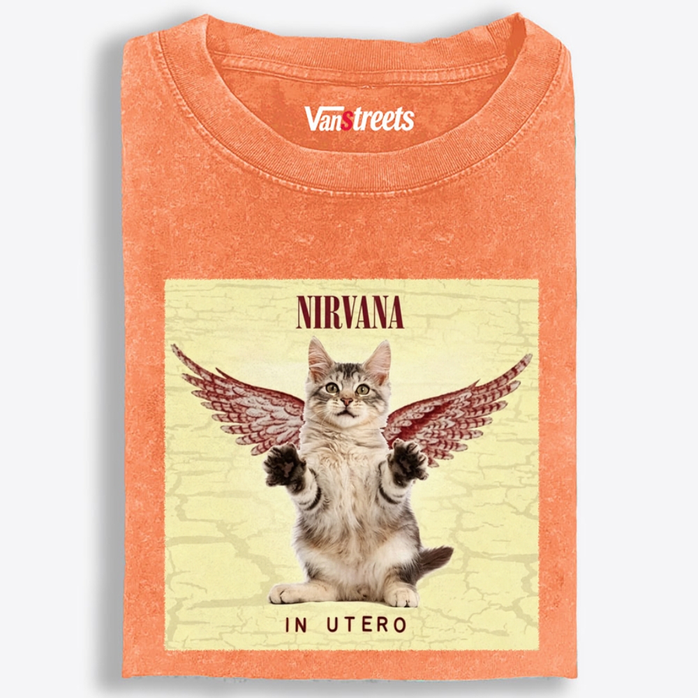 Meowvana: In Mewtero Retro Washed T-Shirt | 100% Cotton | Streetwear Essential