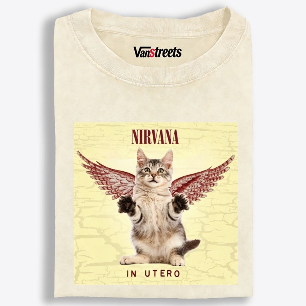 Meowvana: In Mewtero Retro Washed T-Shirt | 100% Cotton | Streetwear Essential