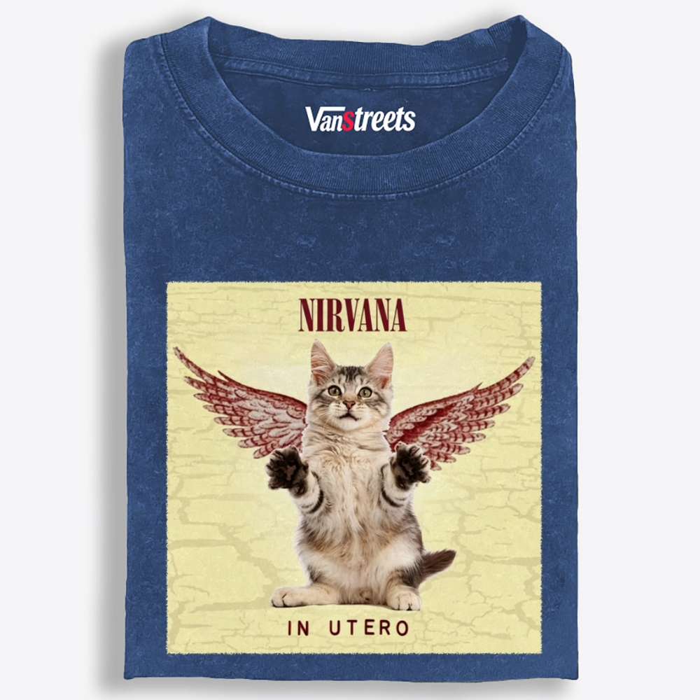 Meowvana: In Mewtero Retro Washed T-Shirt | 100% Cotton | Streetwear Essential