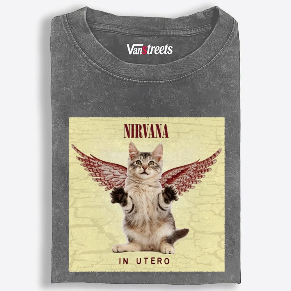 Meowvana: In Mewtero Retro Washed T-Shirt | 100% Cotton | Streetwear Essential