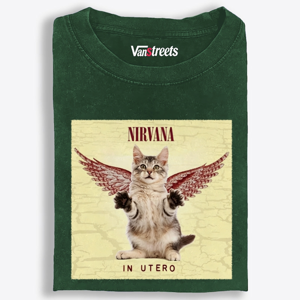 Meowvana: In Mewtero Retro Washed T-Shirt | 100% Cotton | Streetwear Essential