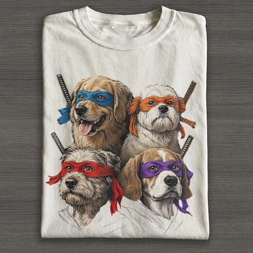Ninja Dog Parody Graphic Cotton T-shirt 