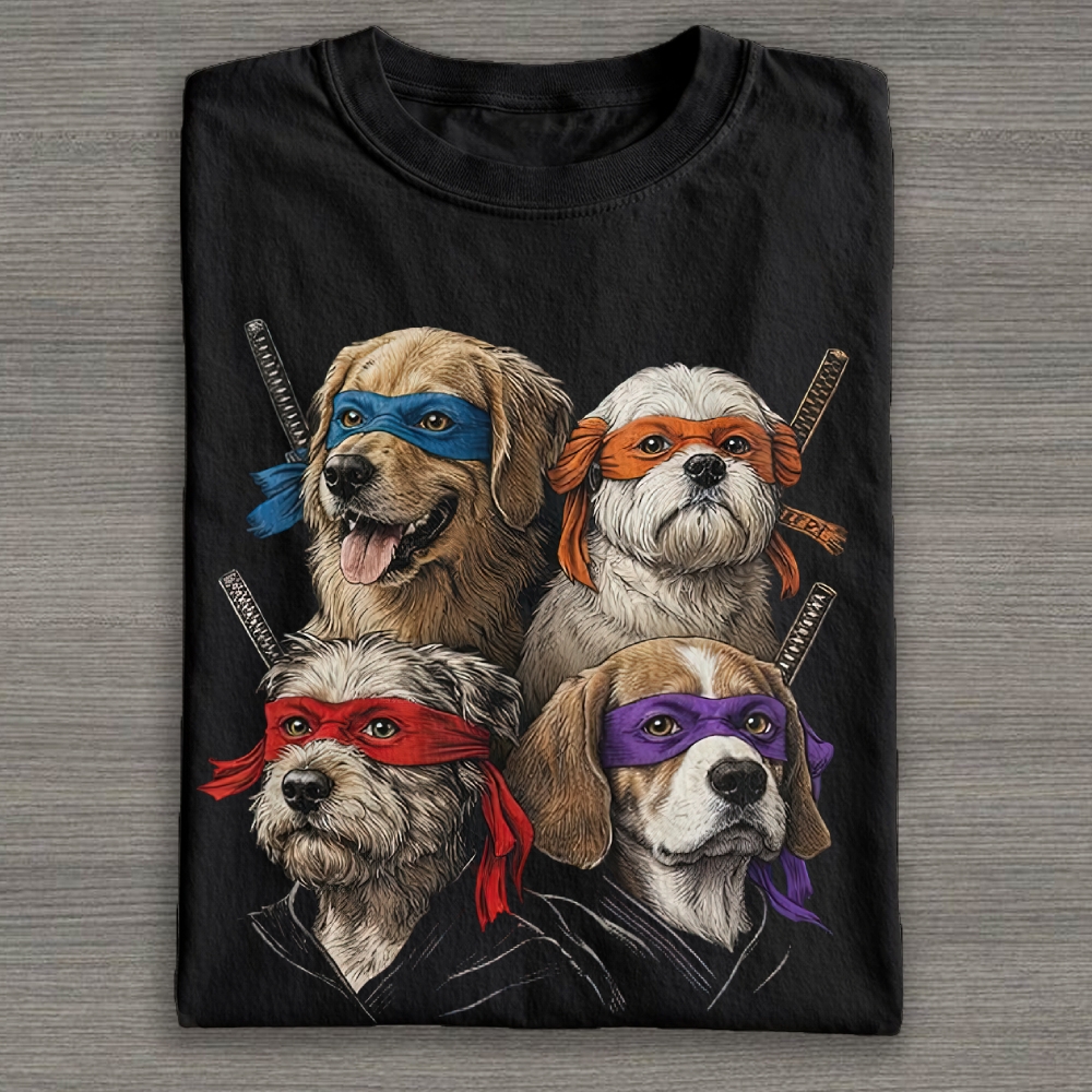 Ninja Dog Parody Graphic Cotton T-shirt 