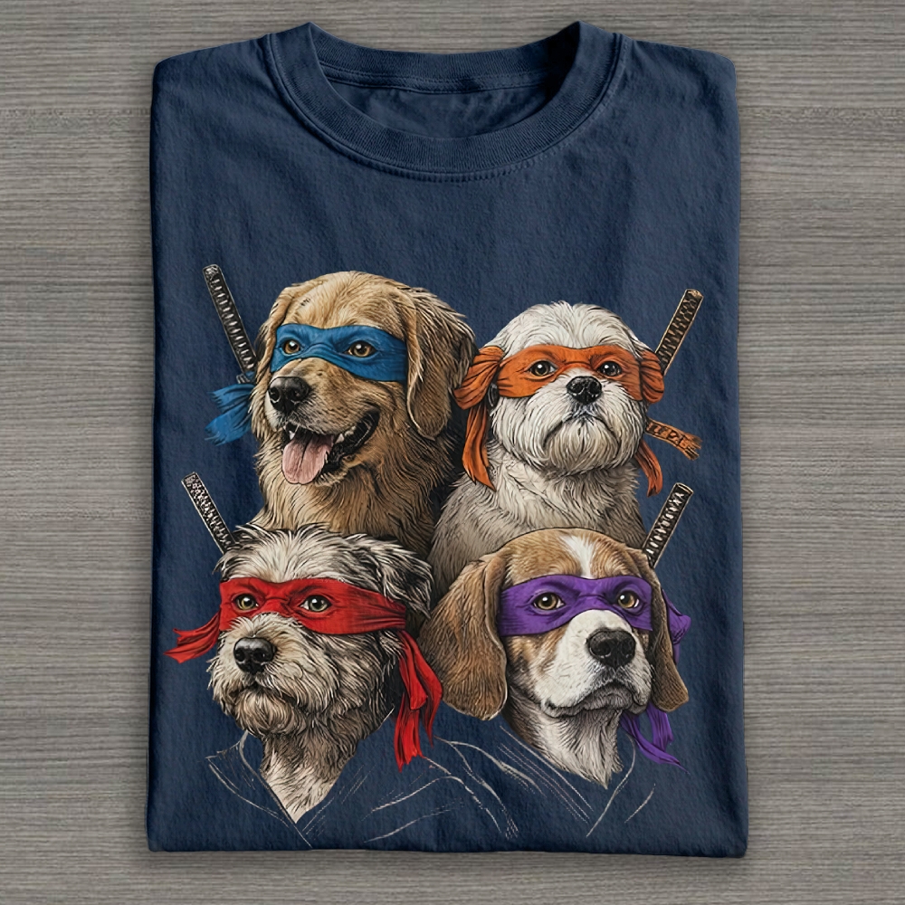 Ninja Dog Parody Graphic Cotton T-shirt 