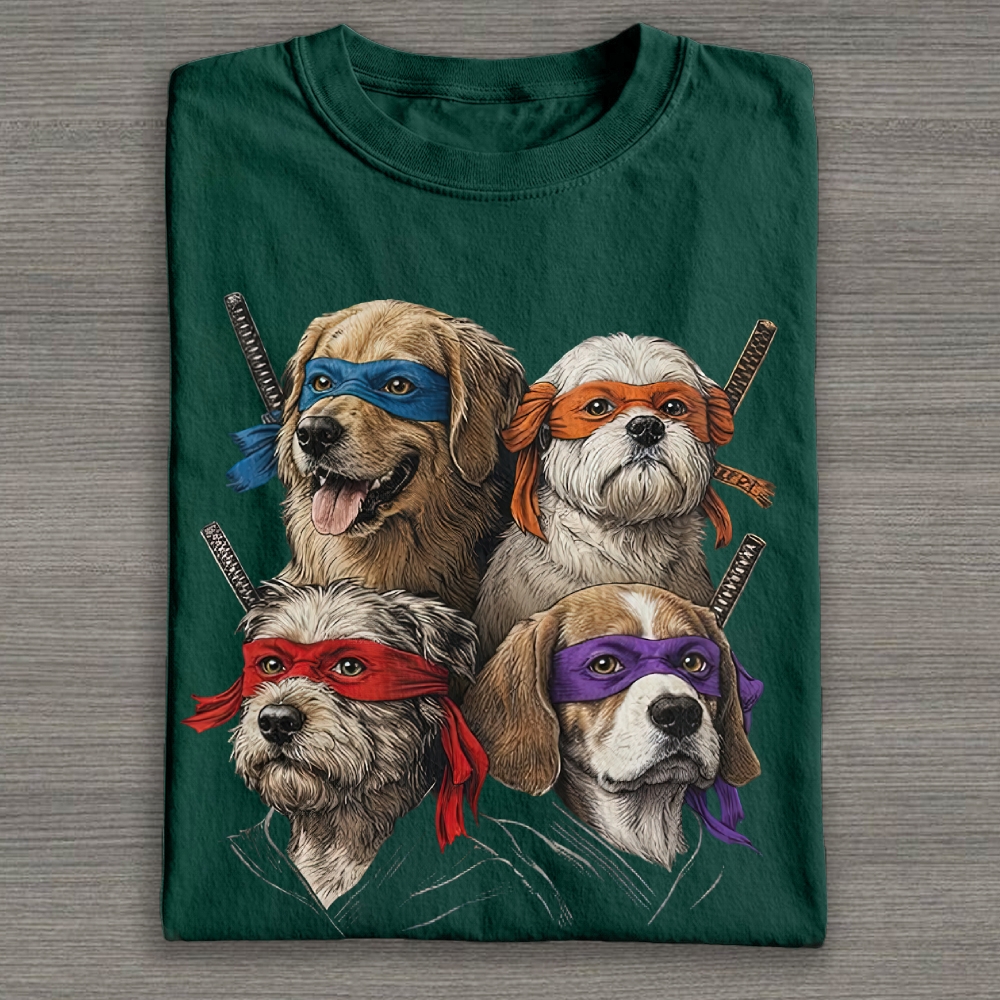 Ninja Dog Parody Graphic Cotton T-shirt 