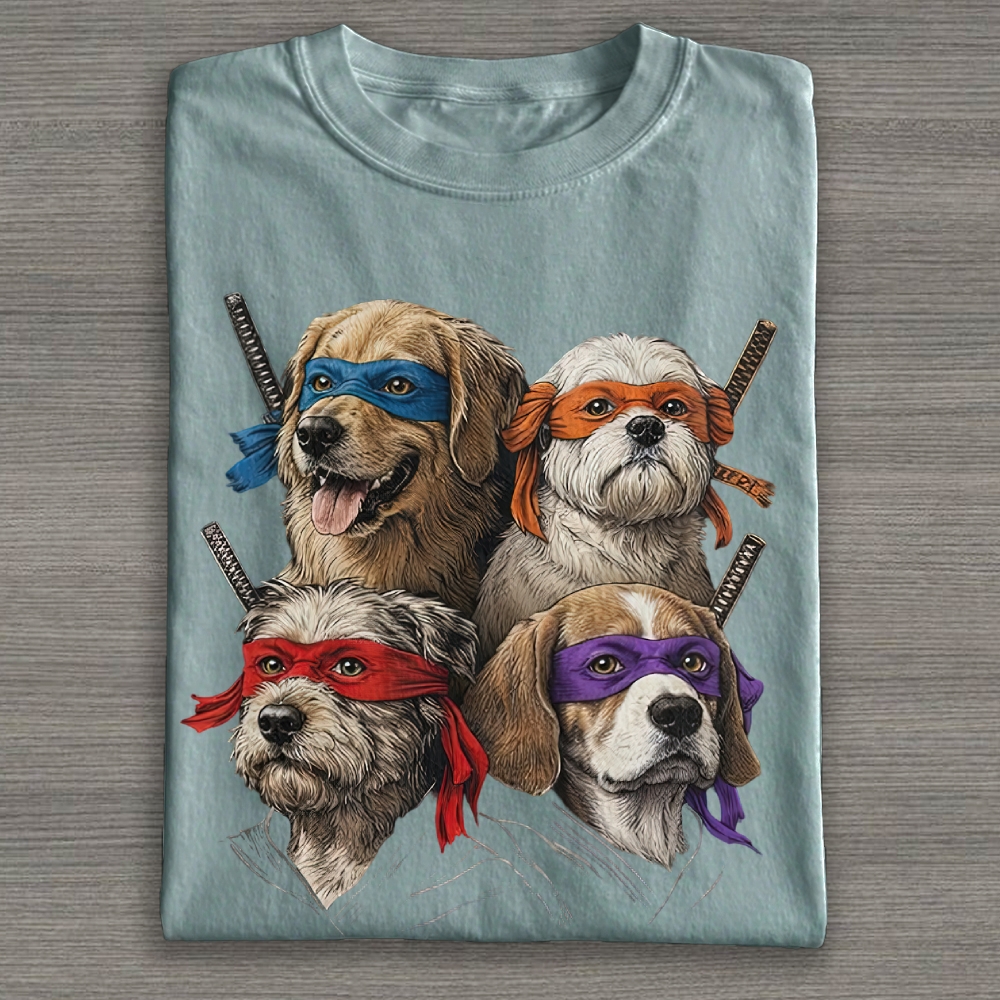 Ninja Dog Parody Graphic Cotton T-shirt 