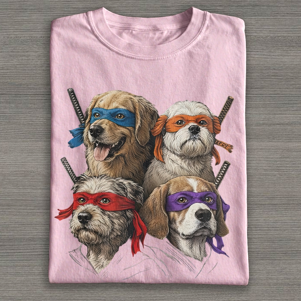 Ninja Dog Parody Graphic Cotton T-shirt 
