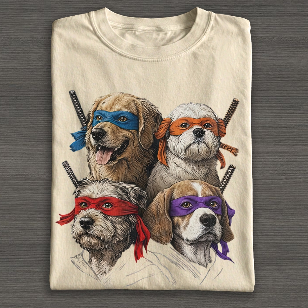 Ninja Dog Parody Graphic Cotton T-shirt 