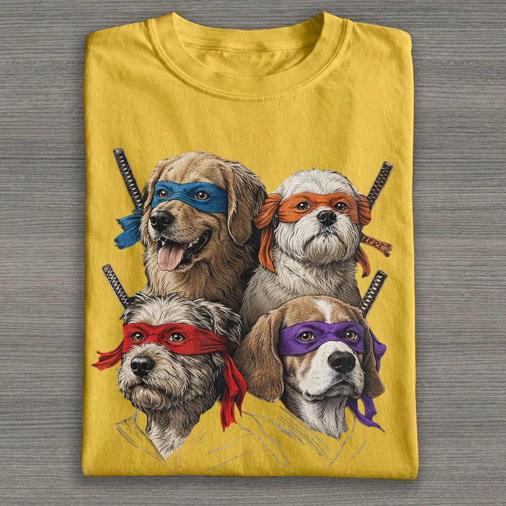 Ninja Dog Parody Graphic Cotton T-shirt 