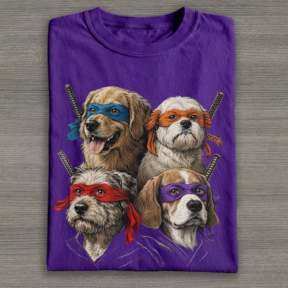 Ninja Dog Parody Graphic Cotton T-shirt 