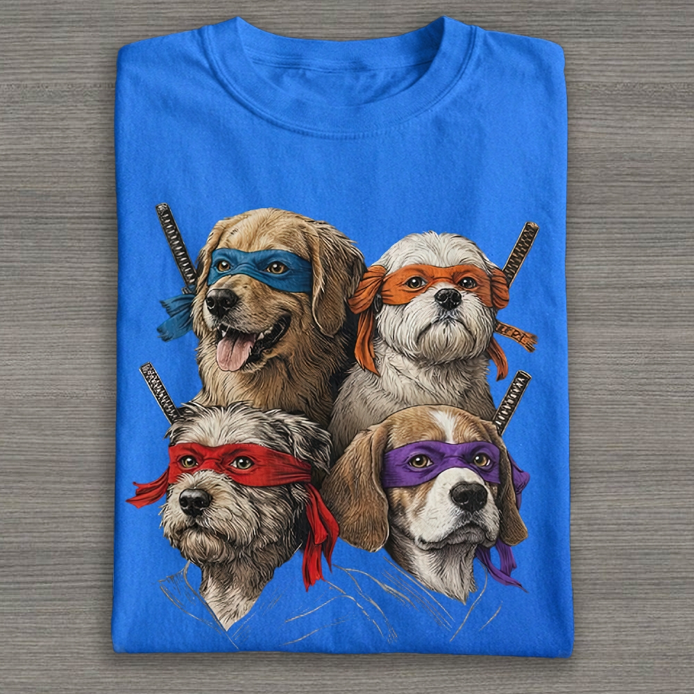 Ninja Dog Parody Graphic Cotton T-shirt 