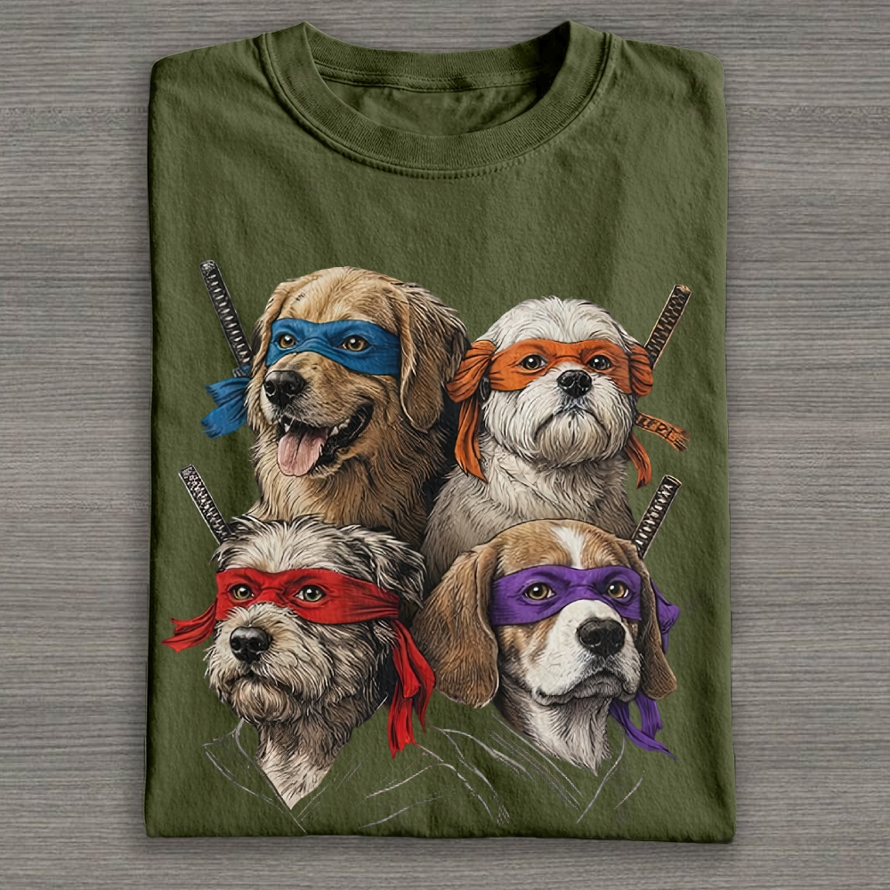 Ninja Dog Parody Graphic Cotton T-shirt 