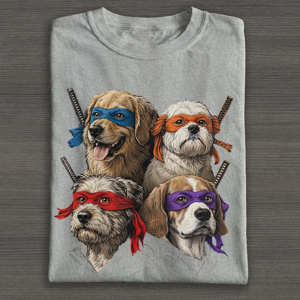 Ninja Dog Parody Graphic Cotton T-shirt 