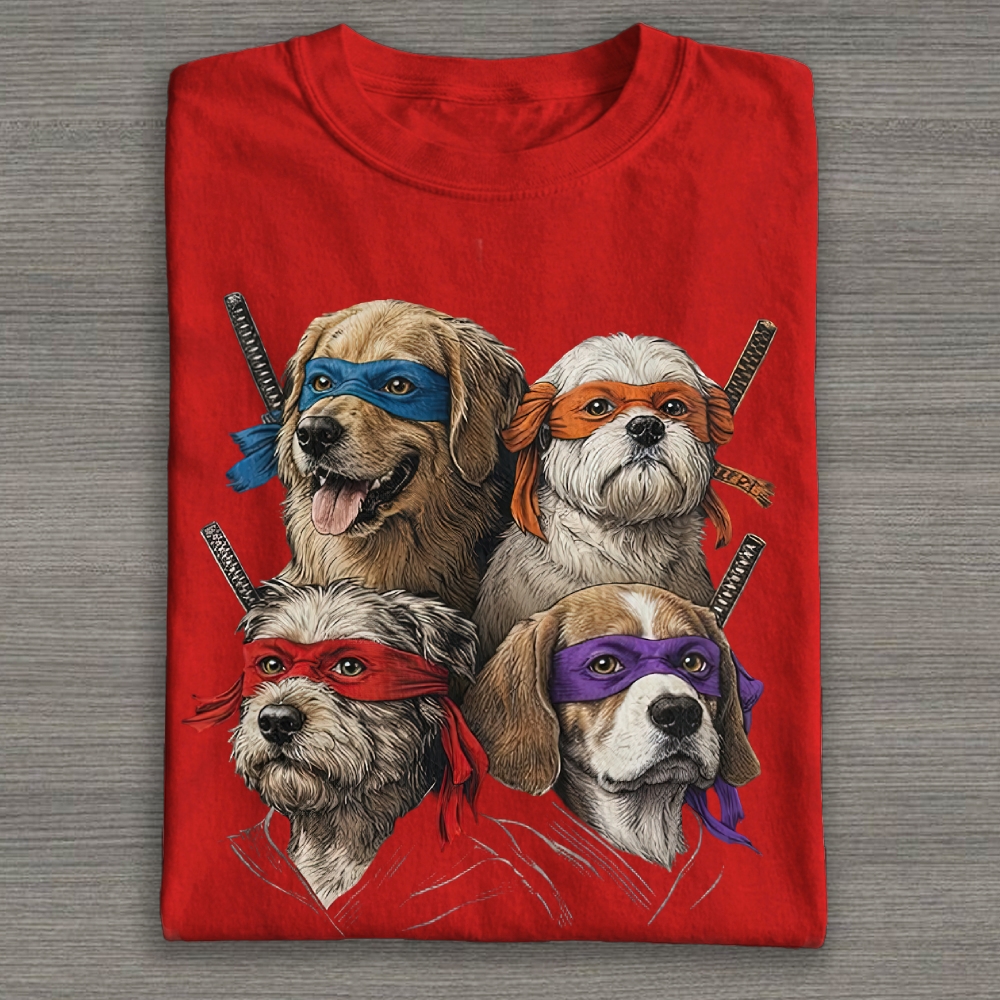Ninja Dog Parody Graphic Cotton T-shirt 
