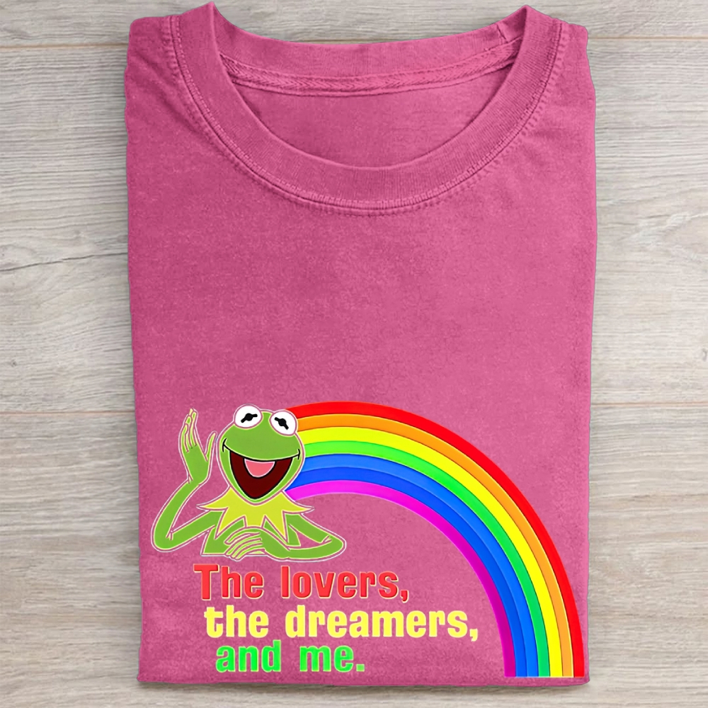 Muppet Frog Rainbow Quote Graphic Vintage Washed Tee