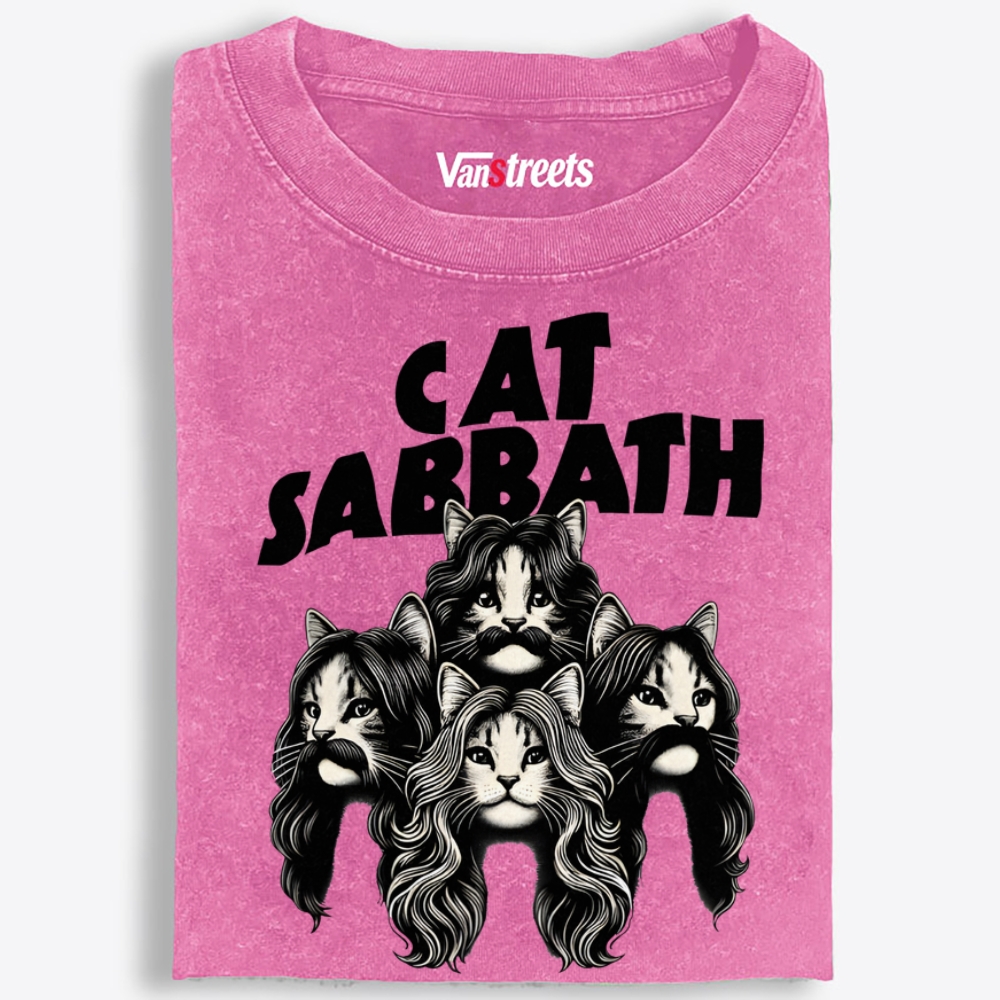 Cat Sabbath (Band Portrait)  Retro Washed T-Shirt | 100% Cotton | Streetwear Essential