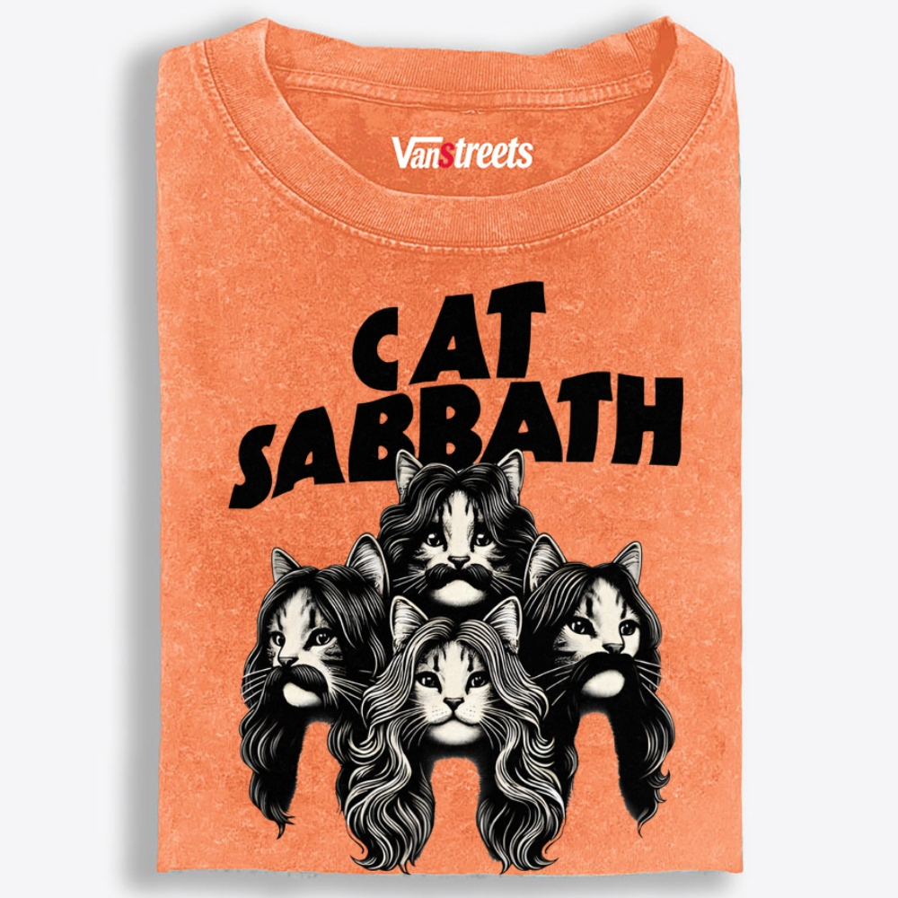 Cat Sabbath (Band Portrait)  Retro Washed T-Shirt | 100% Cotton | Streetwear Essential
