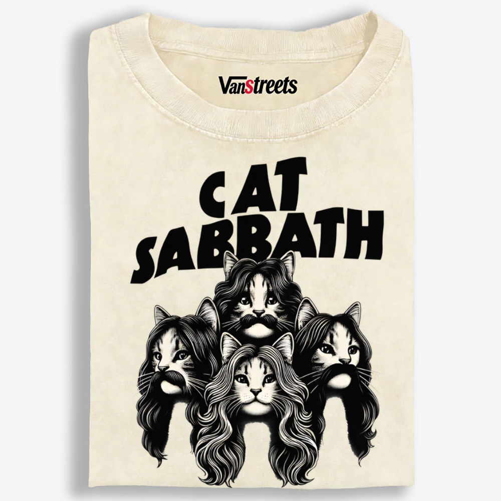 Cat Sabbath (Band Portrait)  Retro Washed T-Shirt | 100% Cotton | Streetwear Essential