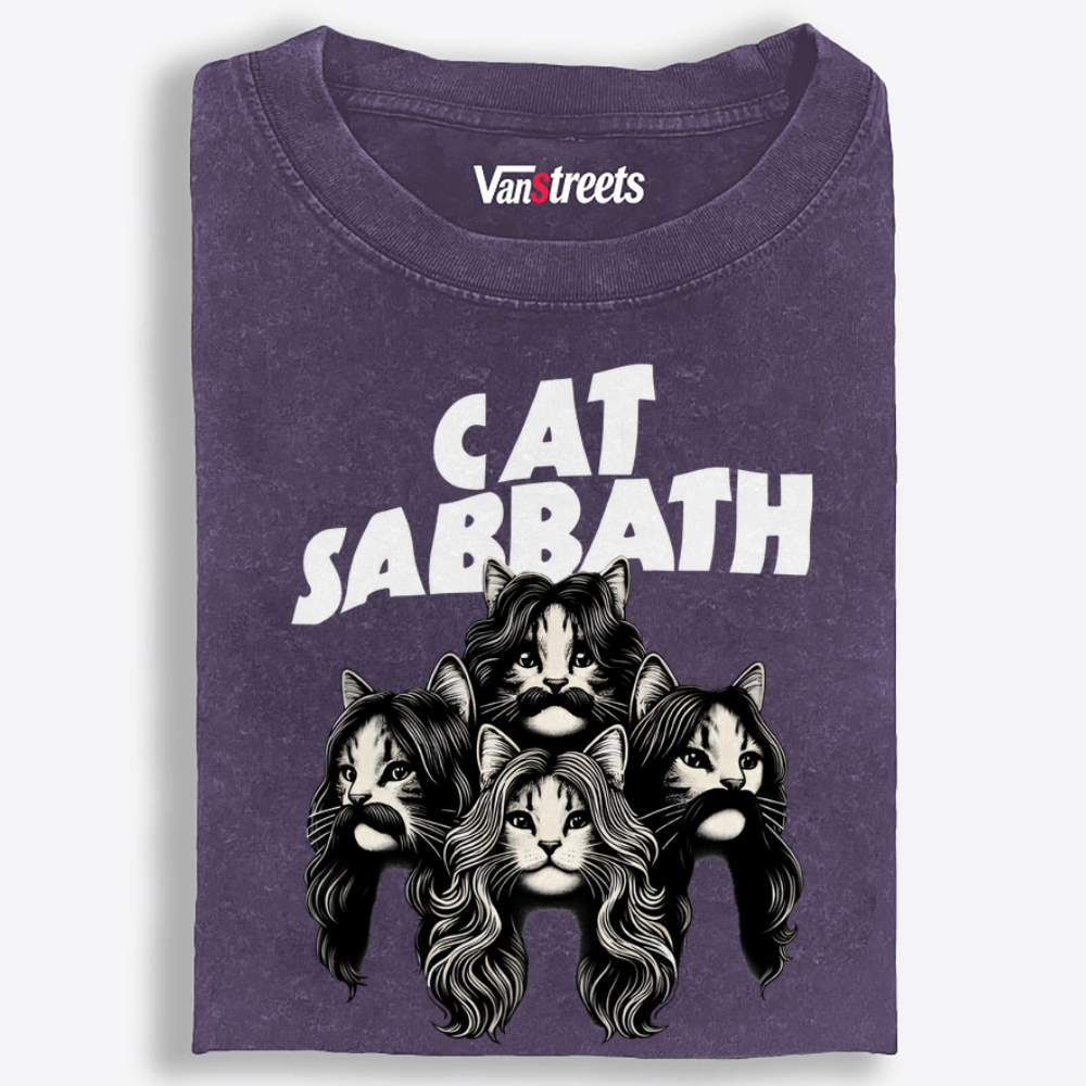 Cat Sabbath (Band Portrait)  Retro Washed T-Shirt | 100% Cotton | Streetwear Essential