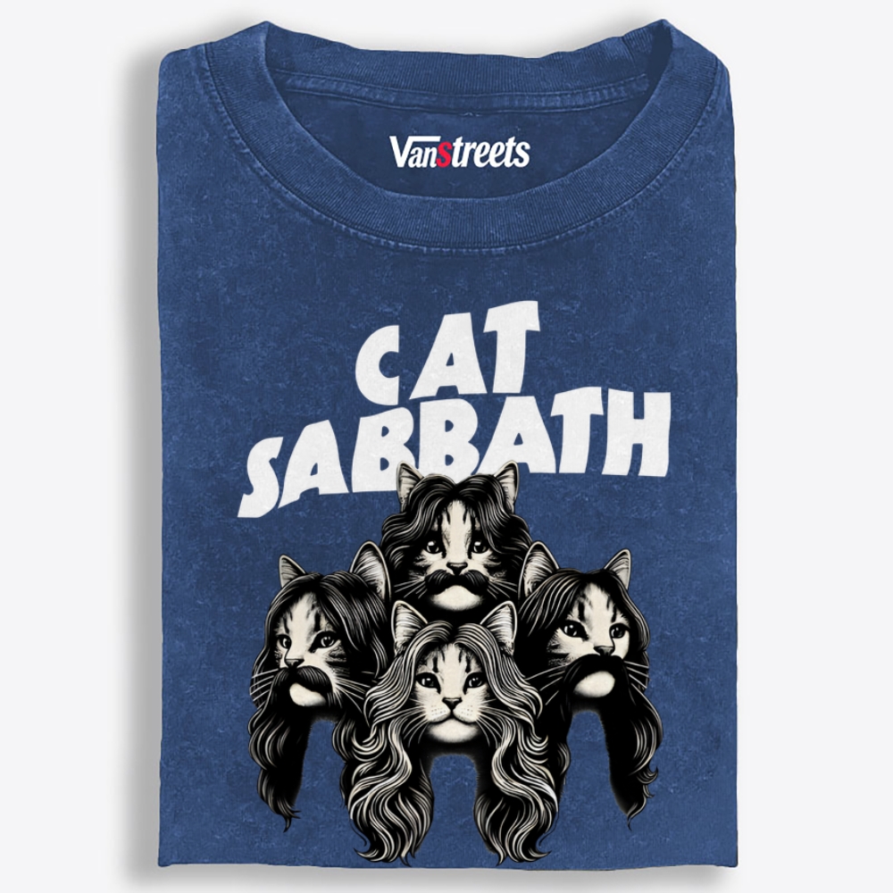 Cat Sabbath (Band Portrait)  Retro Washed T-Shirt | 100% Cotton | Streetwear Essential