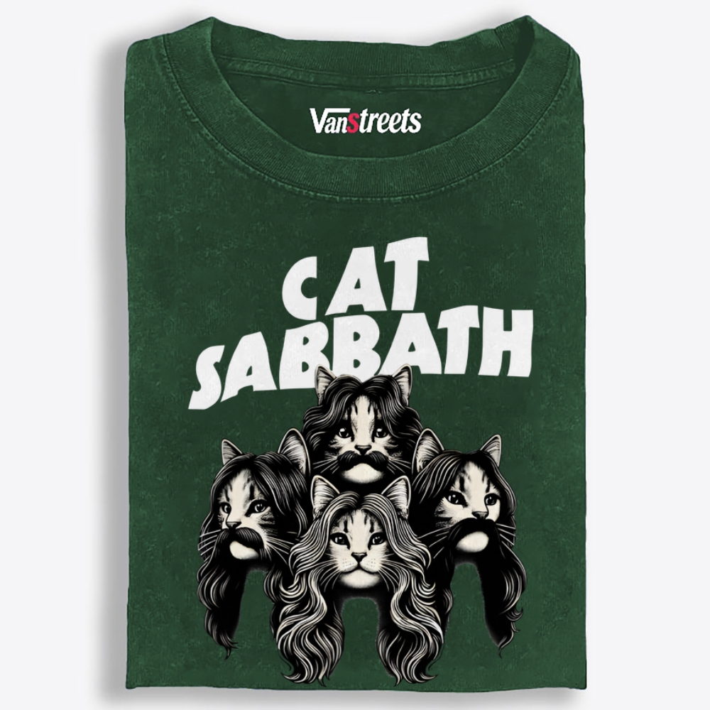 Cat Sabbath (Band Portrait)  Retro Washed T-Shirt | 100% Cotton | Streetwear Essential