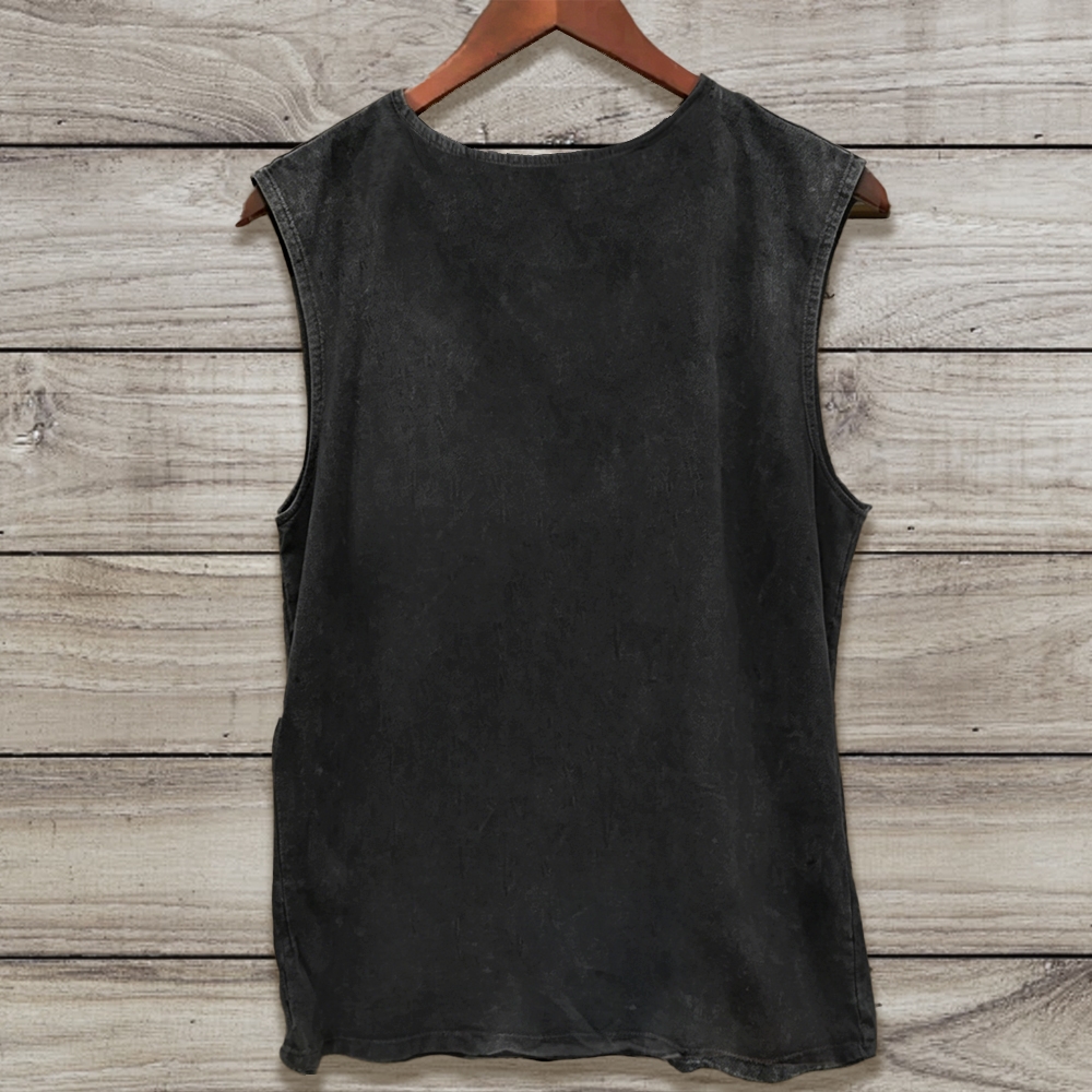 Distressed Biker Emblem Mullet Vampire Skull "Lost Boys Santa Carla 87 MCC" Sleeveless Washed Tank Top