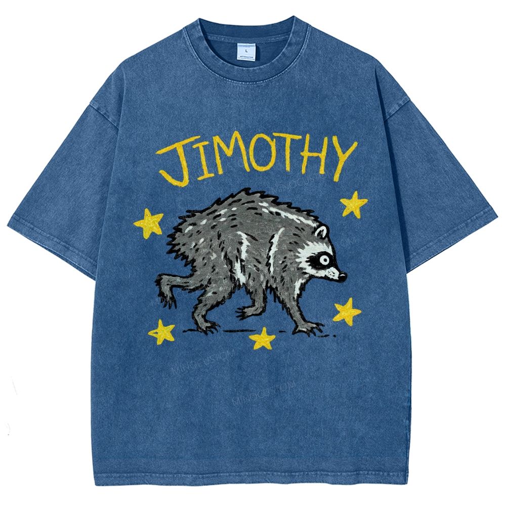 Trendy Raccoon Meme Washed T-Shirt 