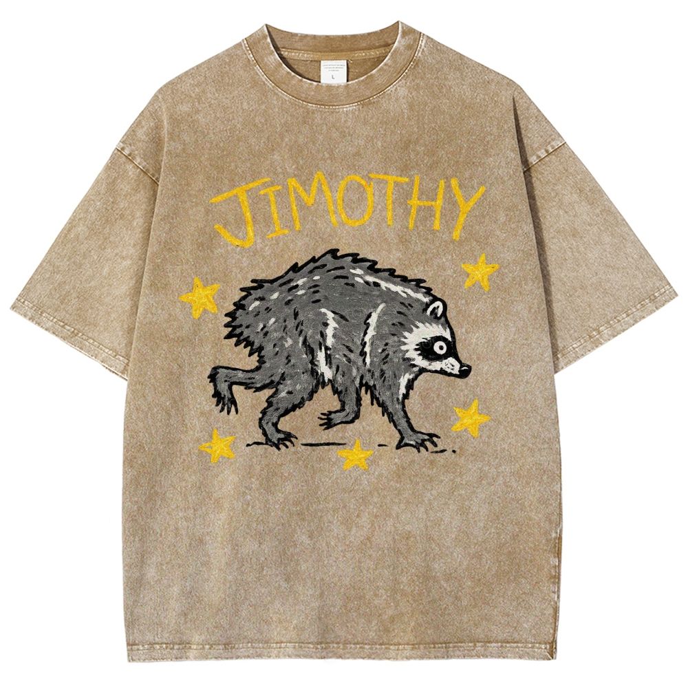 Trendy Raccoon Meme Washed T-Shirt 