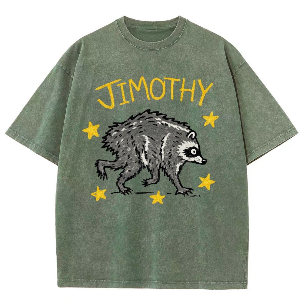 Trendy Raccoon Meme Washed T-Shirt 