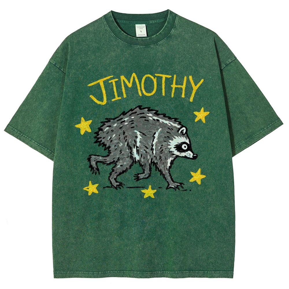 Trendy Raccoon Meme Washed T-Shirt 