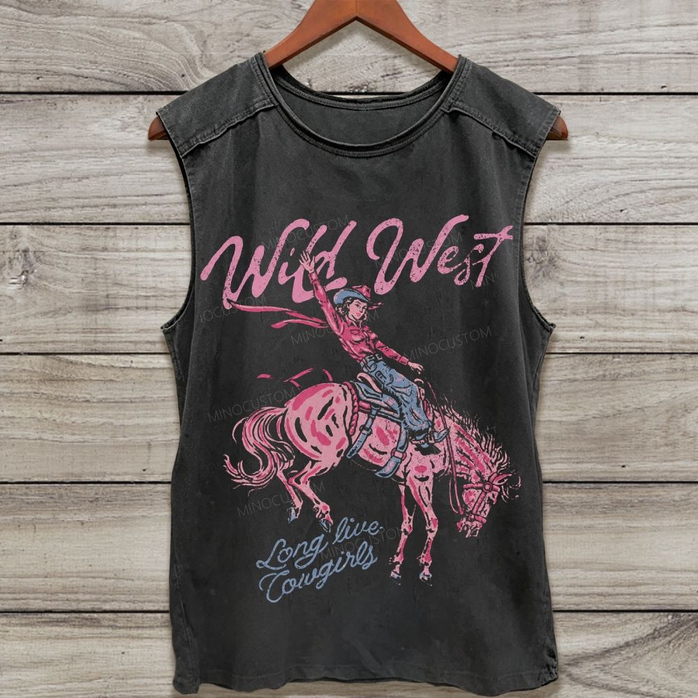  Retro Wild West Washed Tank Top 