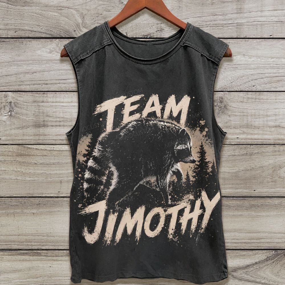 Team Jimothy Raccoon Washed Tank Top