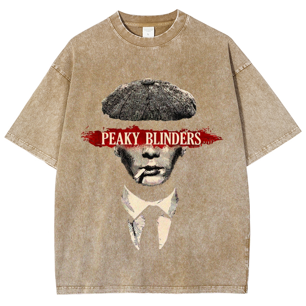 Vintage Retro Gentleman Portrait Graphic Washed T-Shirt