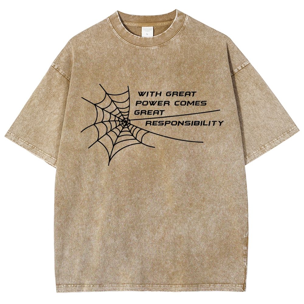 Spider Web Inspirational Quote Graphic Washed T-Shirt