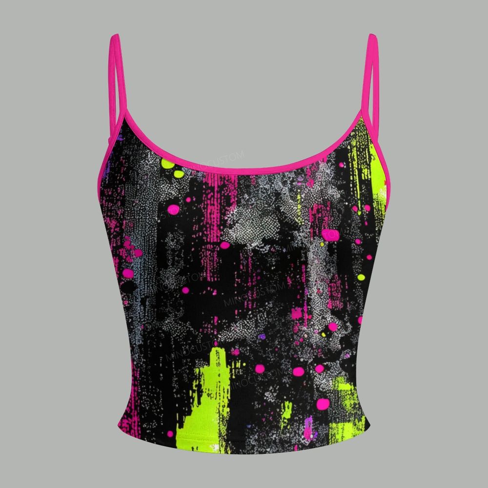 Neon Splash Paint Graphic Cami Top & Elasticated Trousers Two-Piece Set
