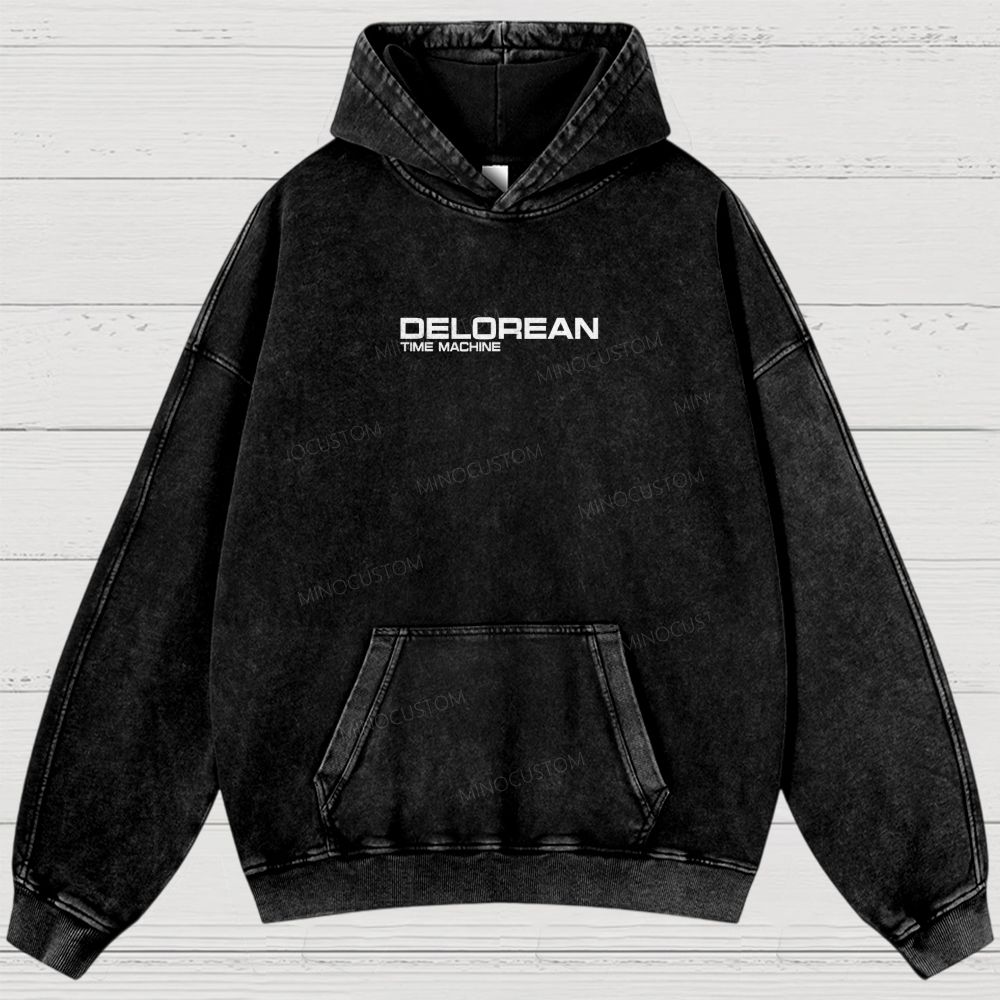 Retro Future DeLorean Time Machine Vintage Washed Hoodies 