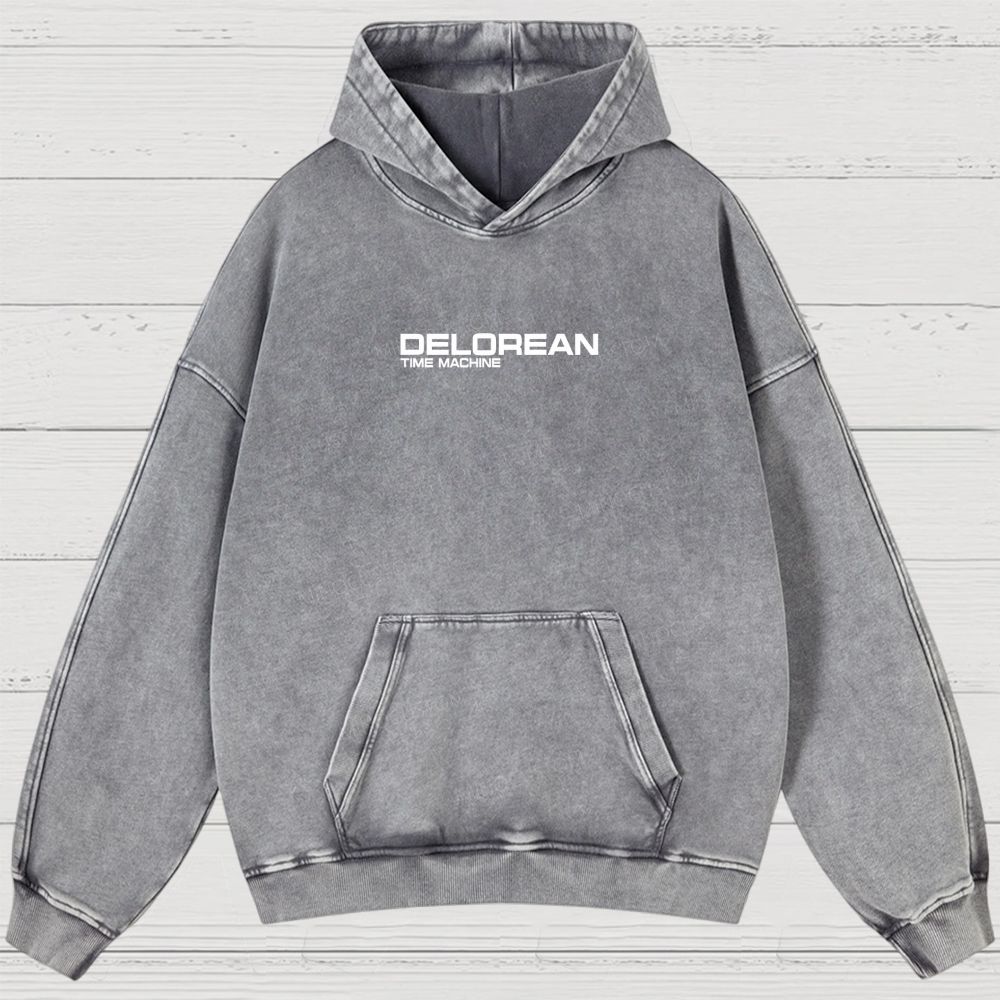 Retro Future DeLorean Time Machine Vintage Washed Hoodies 