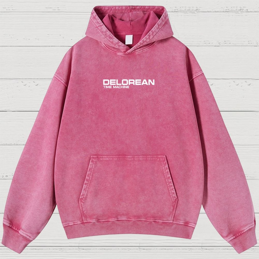 Retro Future DeLorean Time Machine Vintage Washed Hoodies 