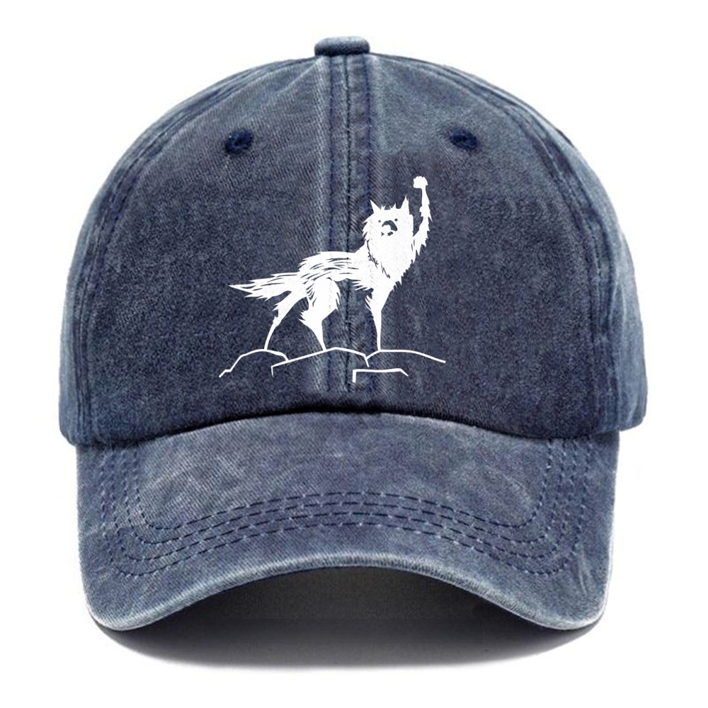 Vintage Raised Fist Fox Graphic Unisex Vintage Casual Washed Cap