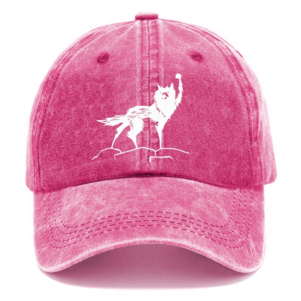 Vintage Raised Fist Fox Graphic Unisex Vintage Casual Washed Cap