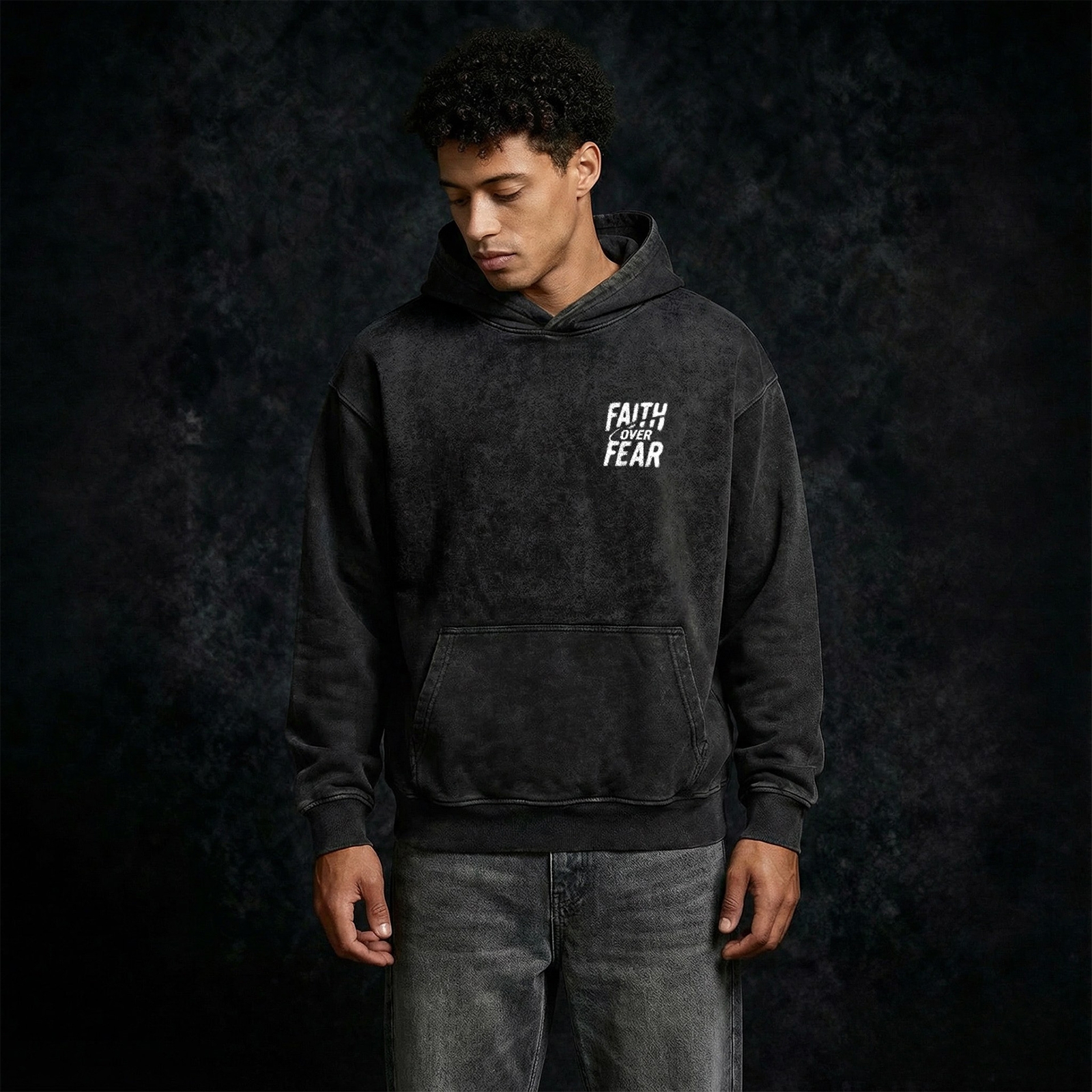 Faith Over Fear Unisex Washed Hoodie