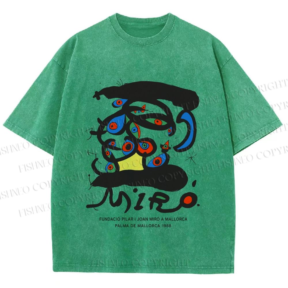Unisex Joan Miró Psychedelic Eyes Printed Washed Tee